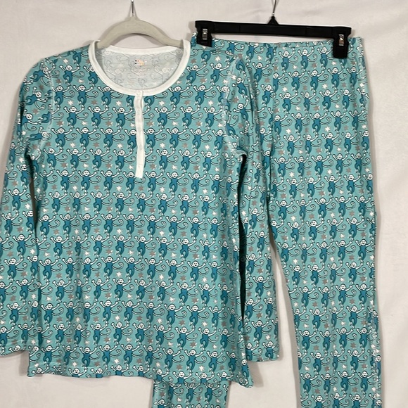 Roller Rabbit Star Monkey Panamas Size S Aqua Henley And Pants EUC - Picture 2 of 10